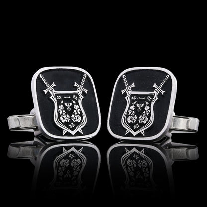 Knight Crest Cufflinks Square