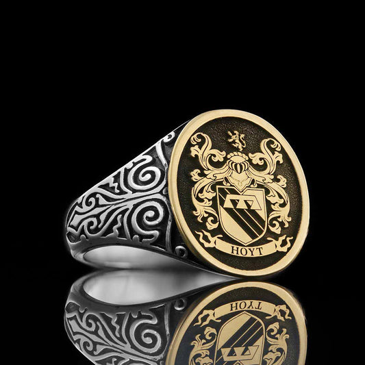 Gold and Silver Ladies Raised Crest Ring