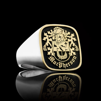 14KT Gold & Sterling Silver Crest Ring